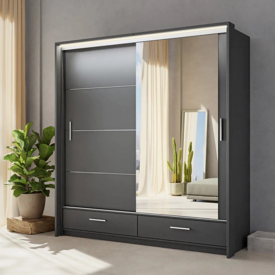 Mirrored Sliding Door Wardrobe Cabinet